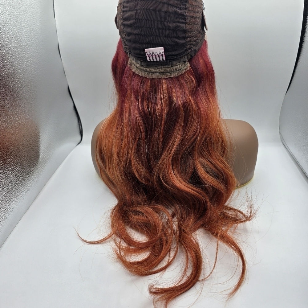 Chelsey Smith Crowns Cosmetics Cayenne Luxe Red & Blonde Wavy Lace Front Wig - Picture 7 of 11